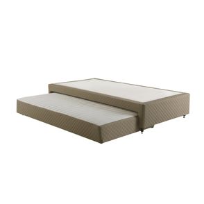 Box Rigido Tracy Solteiro Com Cama Auxiliar Suede Bege 88x188cm - 77750