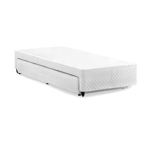 Box Rigido Tracy Solteiro Com Cama Auxiliar Suede Branco 88x188cm - 77752