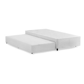 Box Rigido Tracy Solteiro Com Cama Auxiliar Suede Branco 88x188cm - 77752