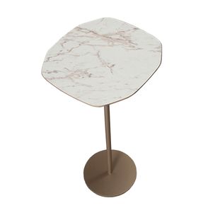 Mesa Apoio Basic Alta Tampo Calacata Base Champagne - 77874