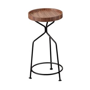 Mesa Apoio Bruges Baixa Bandeja Nogueira Base Preta - 77877