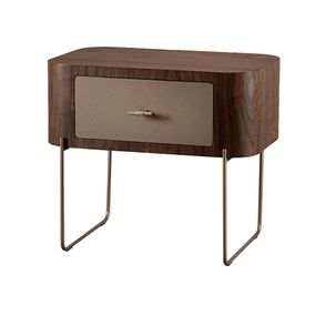 Mesa Cabeceira Munich Nogueira Gaveta Fendi Base Gold - 77913