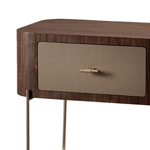 Mesa Cabeceira Munich Nogueira Gaveta Fendi Base Gold - 77913