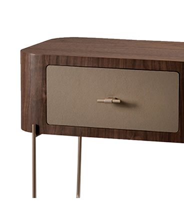 Mesa Cabeceira Nobre Nogueira Gaveta Fendi Base Gold - 77913