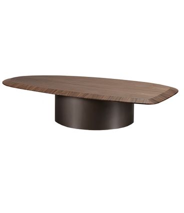 Mesa Centro Auris Baixa Nogueira Base Bronze - 77935