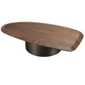 Mesa Centro Arona Baixa Nogueira Base Bronze - 77935