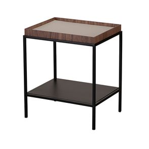Mesa Cabeceira Fency Tampo Nogueira Marfim Base Preta - 77948
