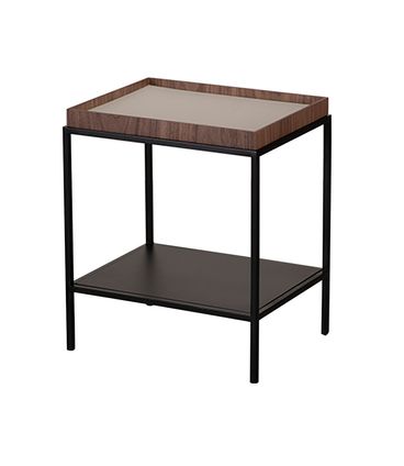 Mesa Cabeceira Fency Tampo Nogueira Marfim Base Preta - 77948