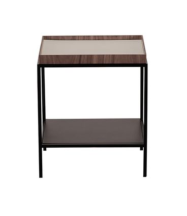 Mesa Cabeceira Fency Tampo Nogueira Marfim Base Preta - 77948