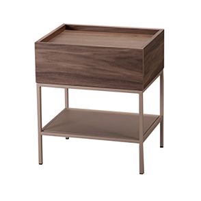 Mesa Cabeceira Fency Gaveta Nogueira Base Champagne - 77950