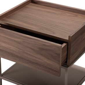 Mesa Cabeceira Fency Gaveta Nogueira Base Champagne - 77950