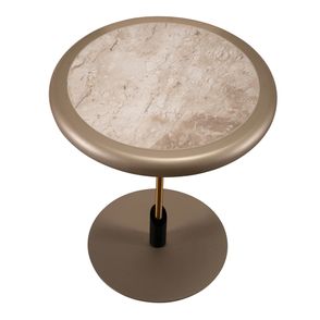 Mesa Apoio Duo Tampo Travertino Base Champagne - 77964