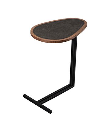 Mesa Apoio Morelia Tampo Nogueira Base Preta - 77970