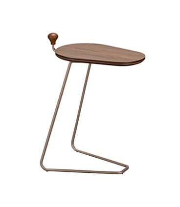 Mesa Apoio Faye Tampo Nogueira Base Champagne - 77971