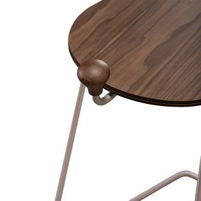 Mesa Apoio Fitch Tampo Nogueira Base Champagne - 77971