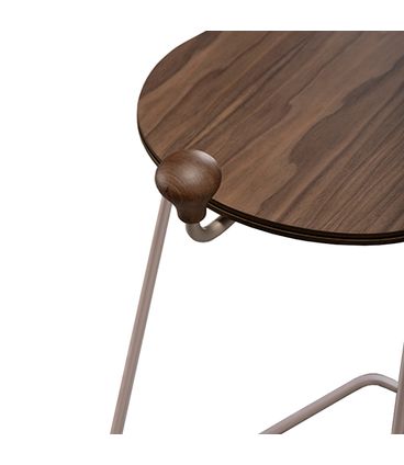 Mesa Apoio Faye Tampo Nogueira Base Champagne - 77971