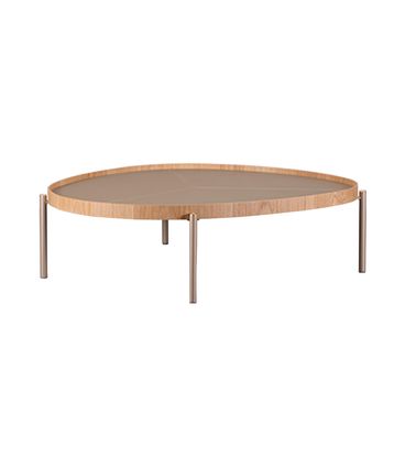 Mesa Centro Fortaleza Baixa Carvalho Fendi Base Champagne - 77973