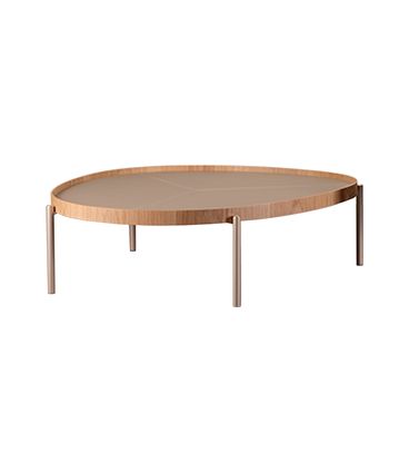 Mesa Centro Fortaleza Baixa Carvalho Fendi Base Champagne - 77973