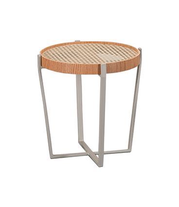 Mesa Apoio Lira Baixa Tampo Carvalho Palha Base Fendi - 77980