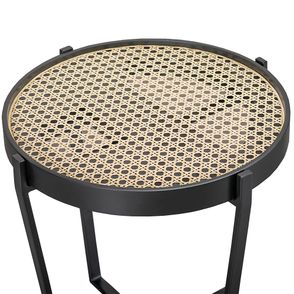 Mesa Apoio Isla Baixa Tampo Preto+Palha Base Preta - 77981