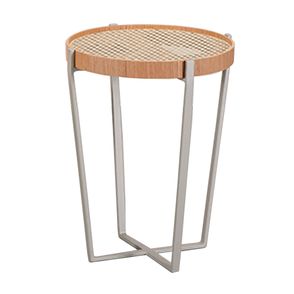Mesa Apoio Isla Alta Tampo Carvalho+Palha Base Fendi - 77982