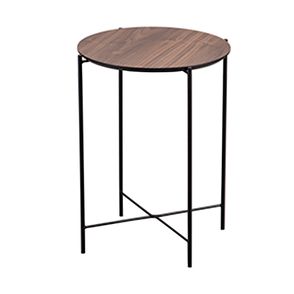 Mesa Apoio Kyn Tampo Nogueira Base Preta - 77985
