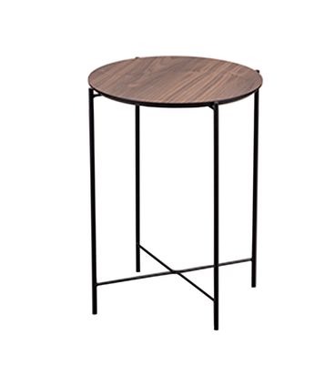 Mesa Apoio Kayos Tampo Nogueira Base Preta - 77985