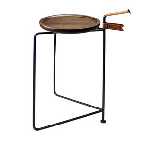 Mesa Apoio Palace Baixa Castanho Bronze Base Preta - 77991