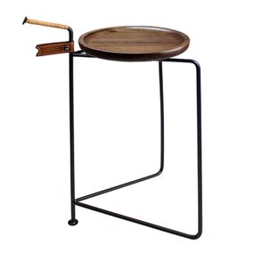 Mesa Apoio Palace Baixa Castanho Bronze Base Preta - 77991