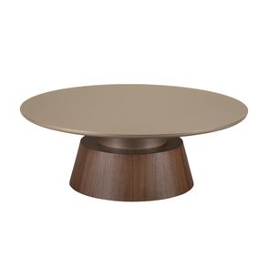 Mesa Centro Glammy Baixa Tampo Redondo Base Nogueira - 77993