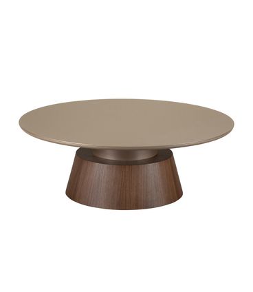 Mesa Centro Pricely Baixa Tampo Redondo Base Nogueira - 77993