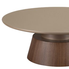 Mesa Centro Glammy Baixa Tampo Redondo Base Nogueira - 77993