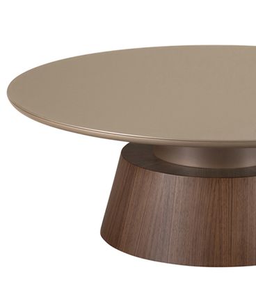 Mesa Centro Pricely Baixa Tampo Redondo Base Nogueira - 77993