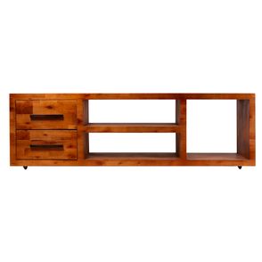 Rack Riva Madeira Natural 02 Gavetas Rodízio 180cm - 77661