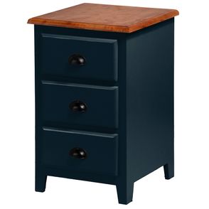 Mesa de Cabeceira Tino Azul 03 Gavetas Tampo Madeira - 77430