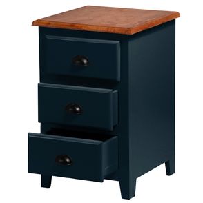 Mesa de Cabeceira Tino Azul 03 Gavetas Tampo Madeira - 77430