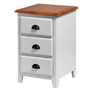 Mesa de Cabeceira Tino Branca 03 Gavetas Tampo Madeira - 77277