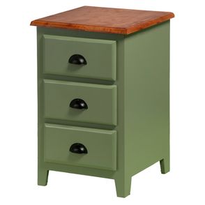 Mesa Cabeceira Tino Verde 03 Gavetas Tampo Madeira - 78006