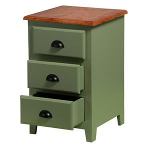 Mesa Cabeceira Tino Verde 03 Gavetas Tampo Madeira - 78006
