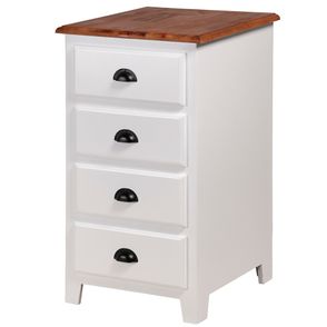 Mesa Cabeceira Tino Branca 04 Gavetas Tampo Madeira - 78000