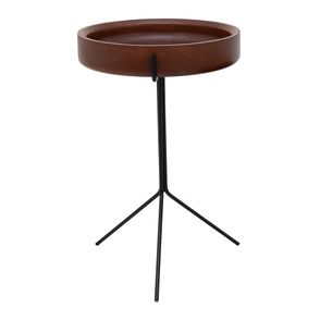 Mesa de Apoio Live Alta Tampo Nogueira Base Preta - 78038