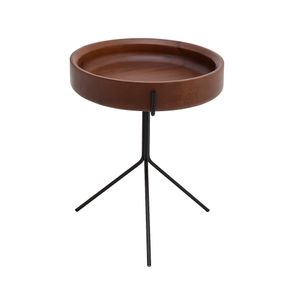 Mesa de Apoio Live Baixa Tampo Nogueira Base Preta - 78039