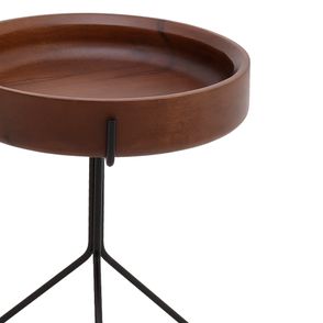 Mesa de Apoio Live Baixa Tampo Nogueira Base Preta - 78039