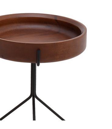 Mesa de Apoio Tray Baixa Tampo Nogueira Base Preta - 78039