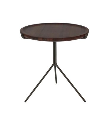 Mesa de Apoio Lizzy Alta Tampo Castanho Base Bronze - 78042