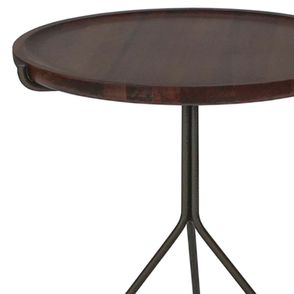 Mesa de Apoio Liz Alta Tampo Castanho Base Bronze - 78042