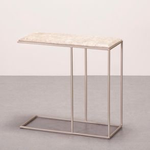 Mesa de Apoio Máli Tampo Travertino Base Champagne - 78046