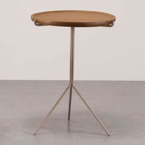 Mesa de Apoio Liz Alta Tampo Natural Base Champagne - 78043