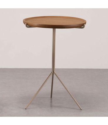 Mesa de Apoio Lizzy Alta Tampo Natural Base Champagne - 78043