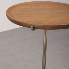 Mesa de Apoio Liz Alta Tampo Natural Base Champagne - 78043